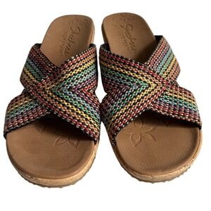 SKETCHERS Luxe Foam Beverlee Delighted Wedge Sandals, Woven Cross Straps Size 9